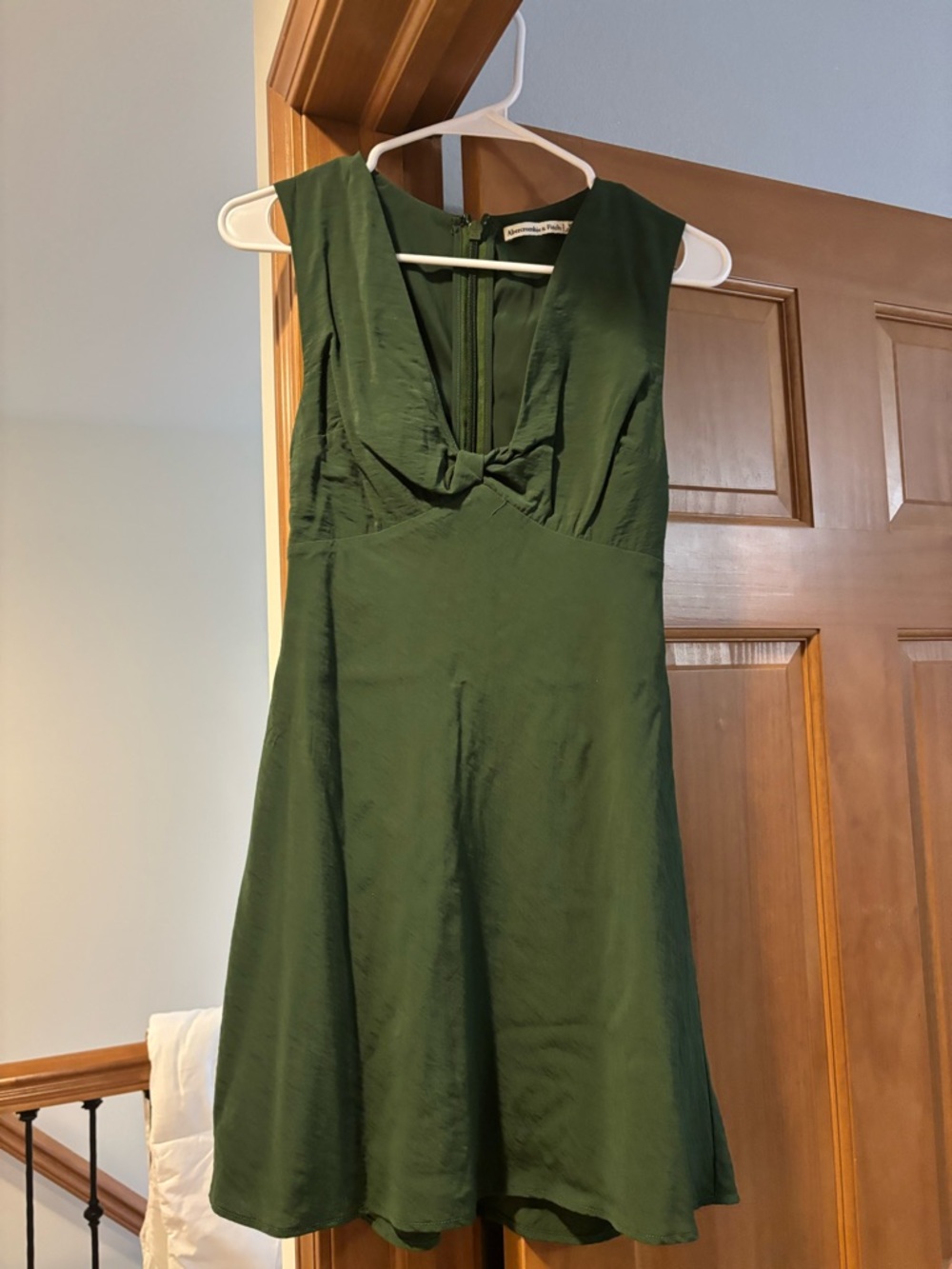 Abercrombie & Fitch Dark Green V-Neck Mini Dress